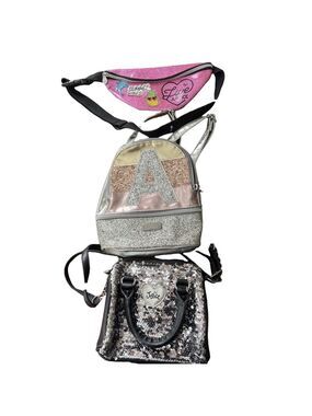 Girls Justice Backpack, Mini Bag, Fanny Pack Silver Pink